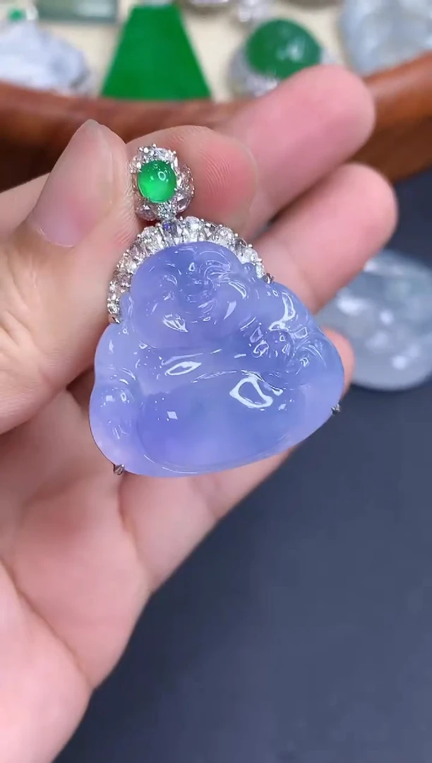 吊坠(不含链)18K金镶嵌翡翠650-中国好珍宝