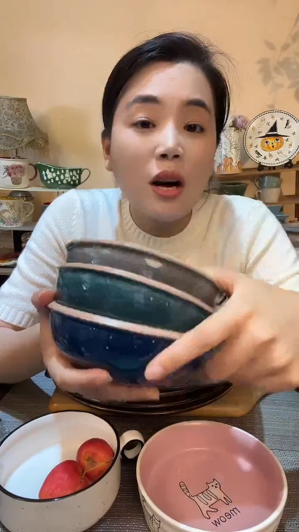 瓷片天**音4个6英寸碗 微瑕介意勿拍