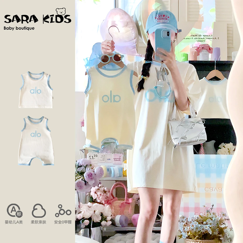 【绵糖岛】夏季新款一家三口四口休闲风字母外出服亲子装SK6052