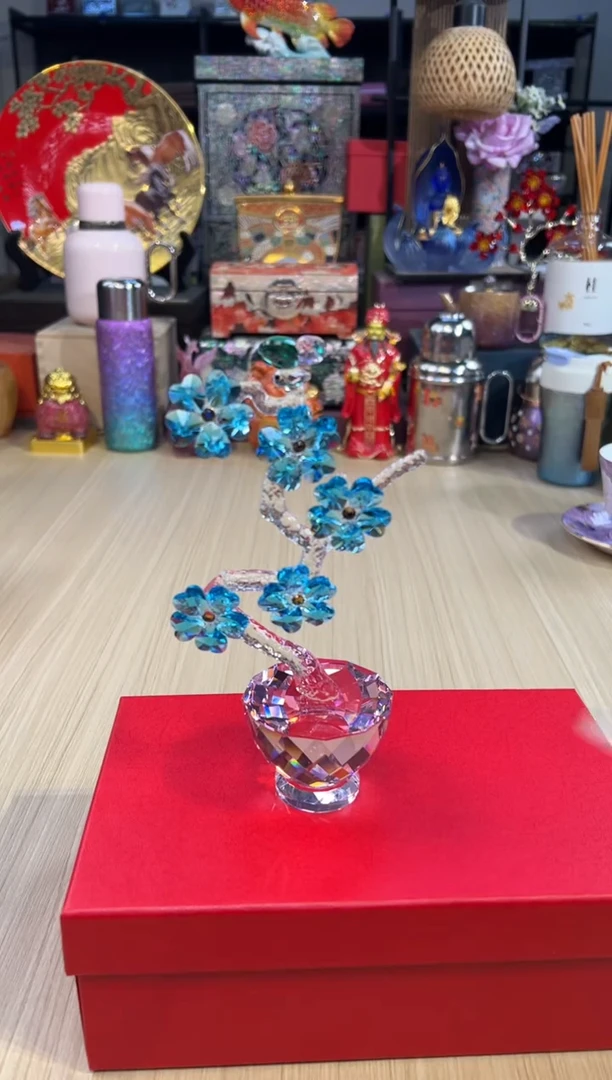 35蓝色花朵水晶摆件