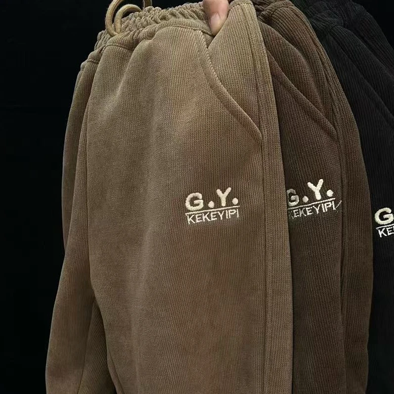 SNBB 2024冬季新款刺绣GY字母加绒加厚三合一休闲裤 6769