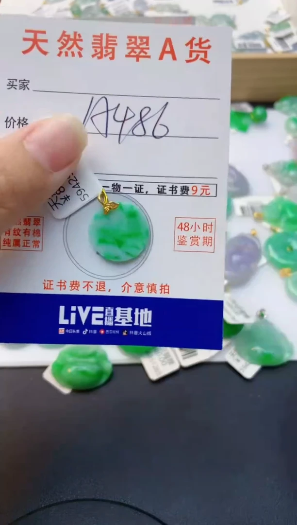 颈饰18K金镶嵌翡翠天然缅甸A货翡翠百元以上9元证书费自理