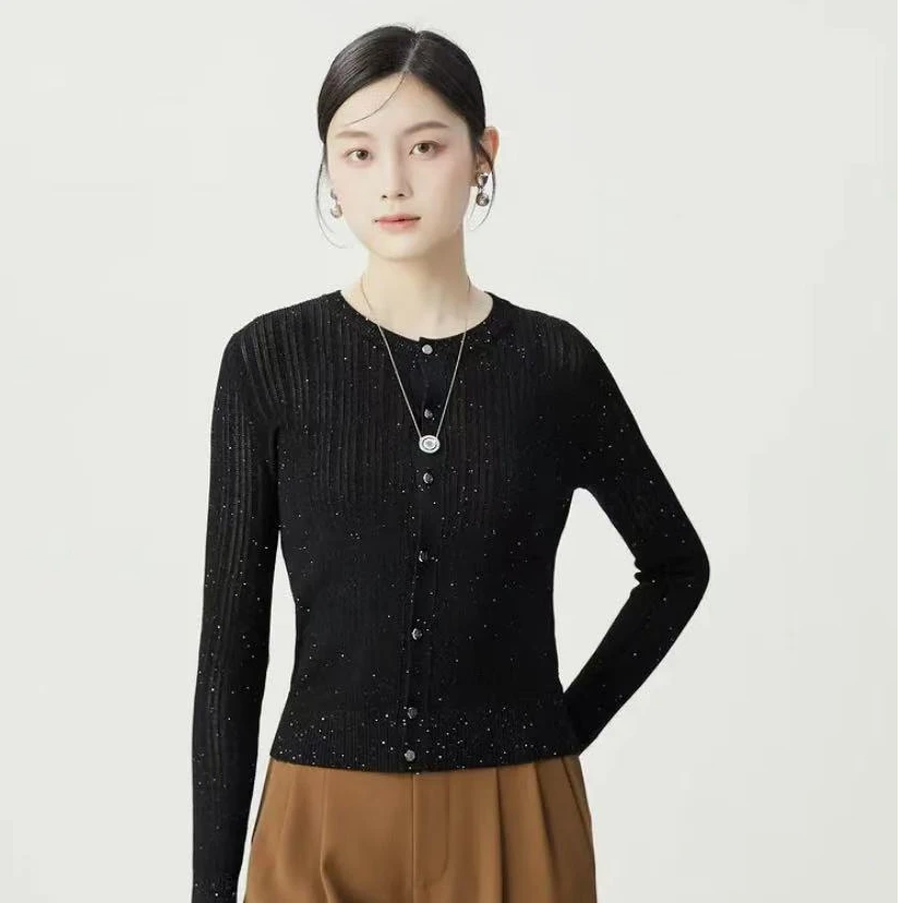 GIRDEAR/哥弟哥弟1499192哥弟新款精致黑色星空时尚圆领针织开衫