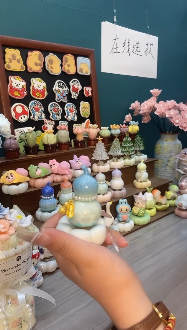 摆件陶天蓝色葫芦景德镇陶瓷摆件1个装