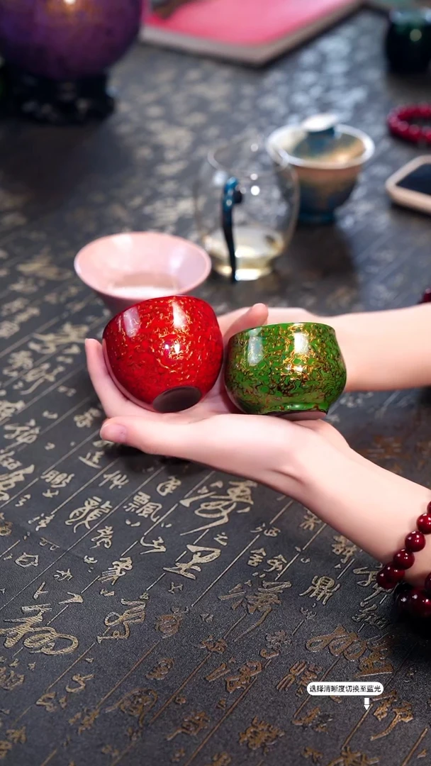 非遗漆器大漆犀皮木胎主人杯/备注颜色