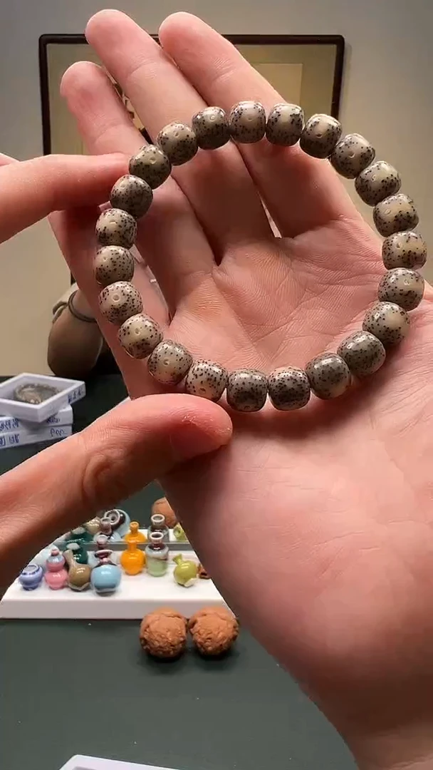 手串星月菩提10mm灰冰双留白 星月单圈 5号