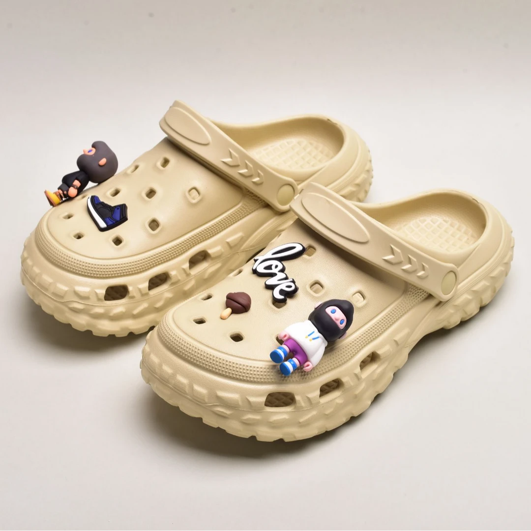 增高轮胎底洞洞鞋男外穿厚底凉鞋卡通鲍勃高级感百搭一脚蹬凉拖鞋