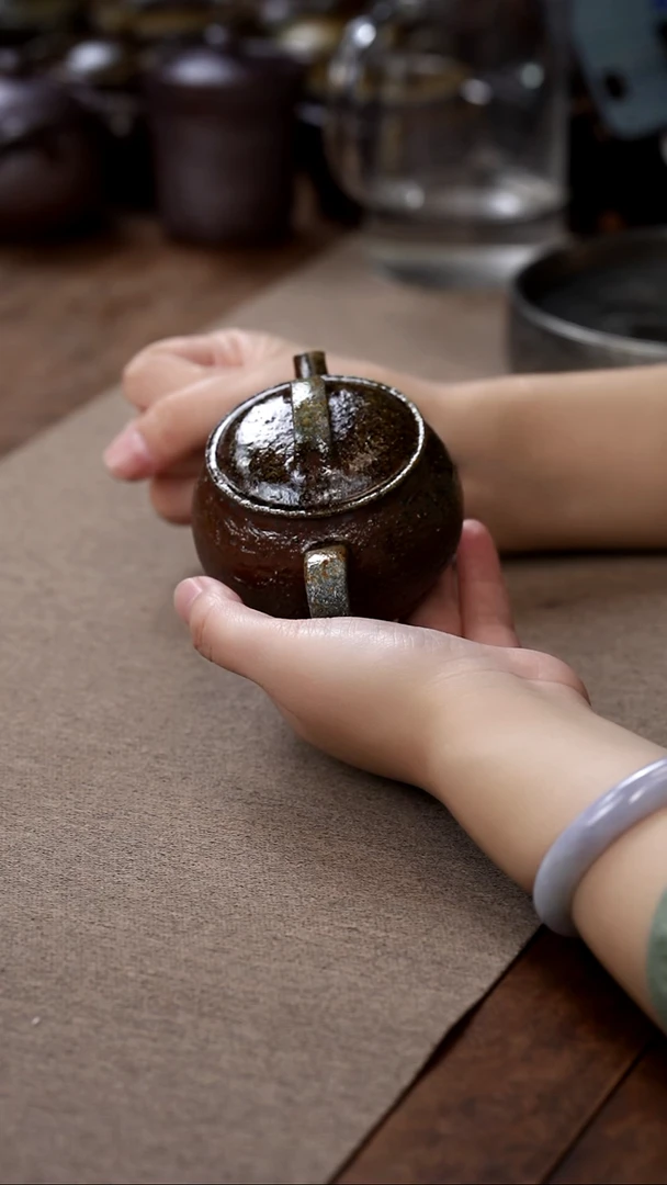 茶壶紫砂新品柴烧圆瓦