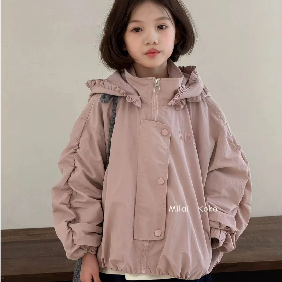女童外套2025春秋装新款儿童秋季外穿百搭上衣女孩洋气连帽秋装潮