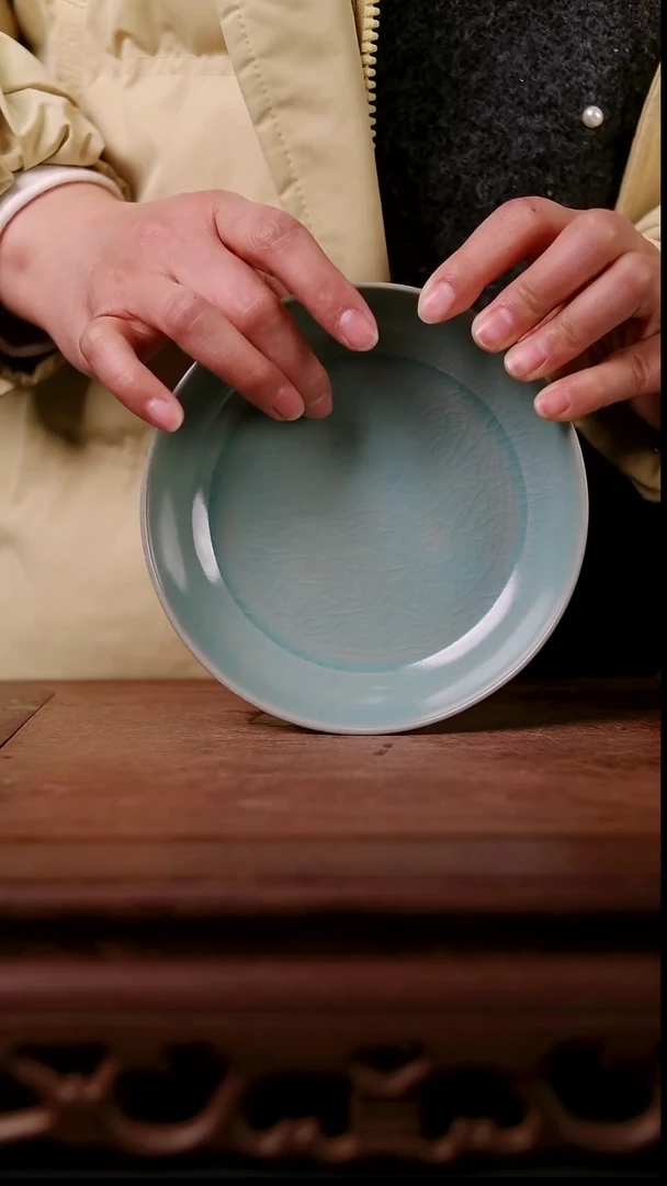 摆件陶青霁汝窑仿古釉  微瑕