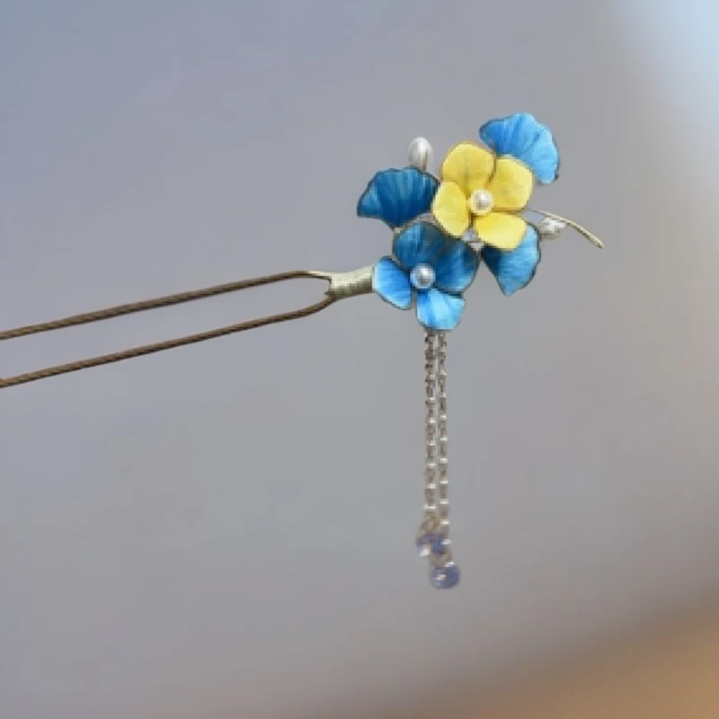 慕绒家 非遗绒花古风发簪 手工制作默认微瑕