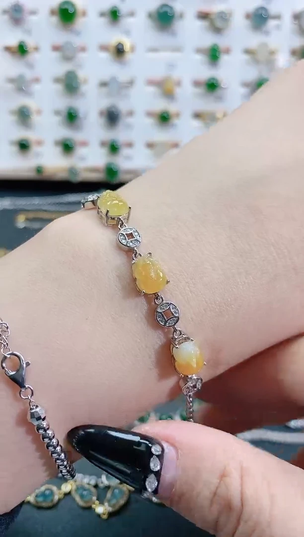 银S925镶嵌手链翡翠天然翡翠