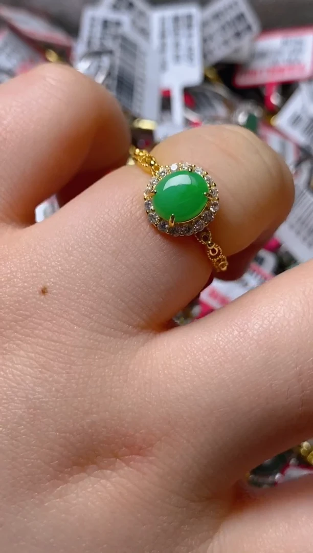 银S925镶嵌戒指翡翠百内无证书