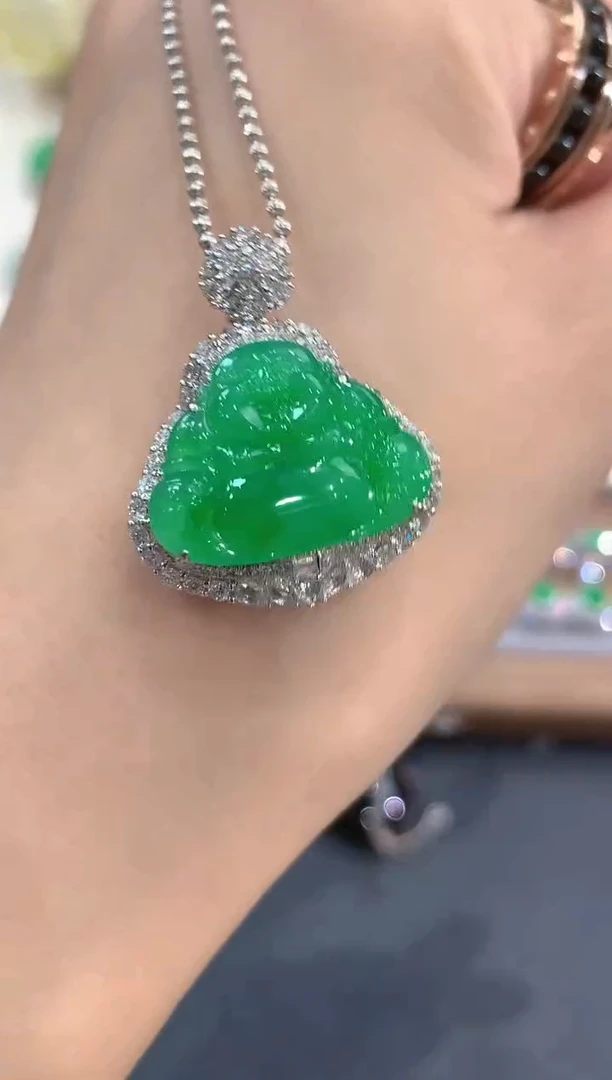 吊坠(不含链)18K金镶嵌翡翠a221