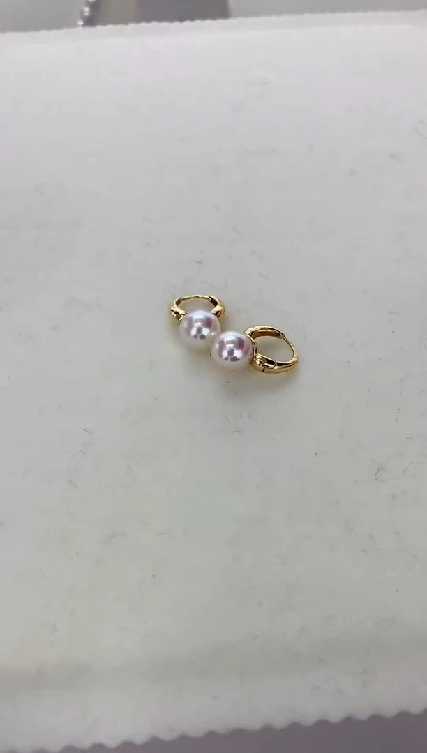 【闪购商品】海水珍珠耳饰18K金镶嵌耳扣8.5-9