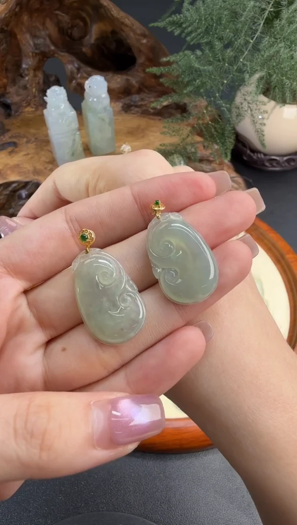 吊坠(不含链)18K金镶嵌翡翠翡翠饰品-6