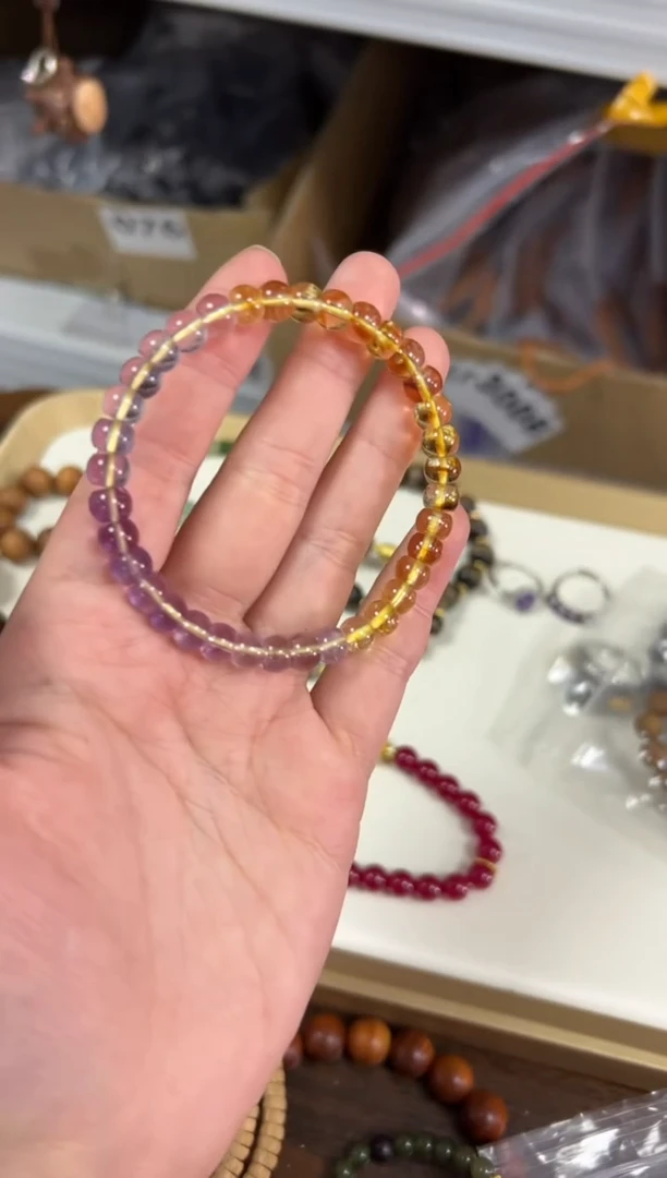 水晶手链未镶嵌紫黄晶水晶精工直切手链[3625]