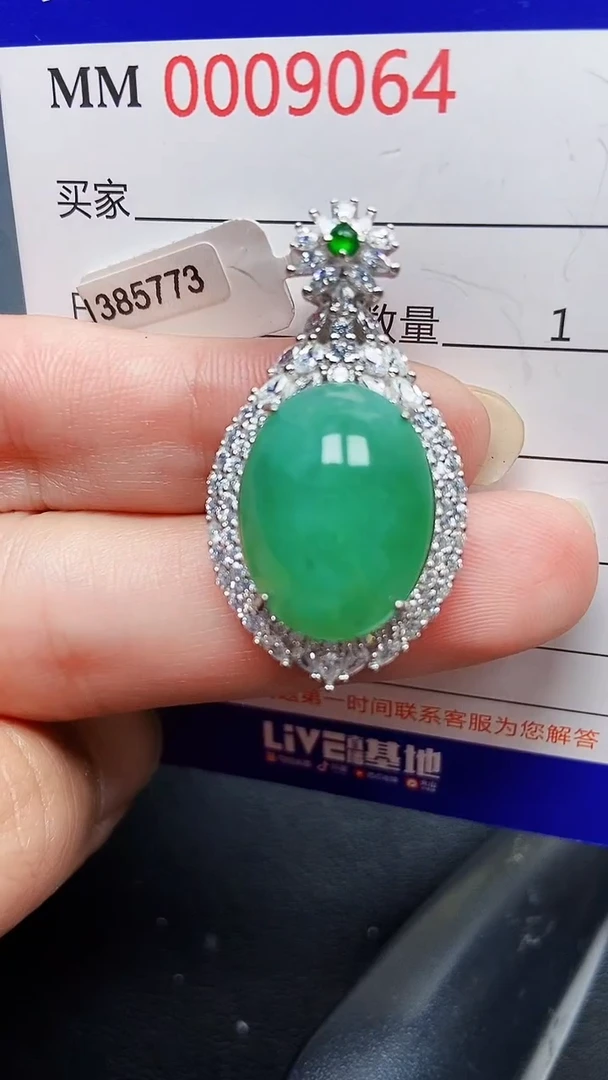 翡翠银S925镶嵌颈饰9064