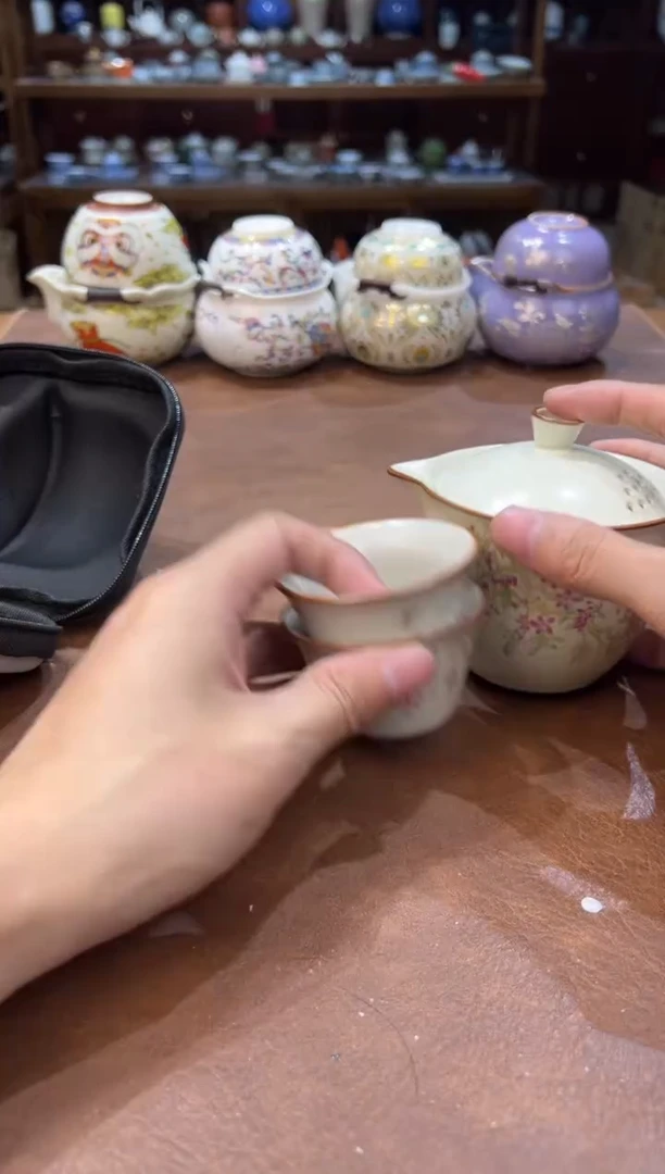 真的很便宜超好看会开片的旅行茶具