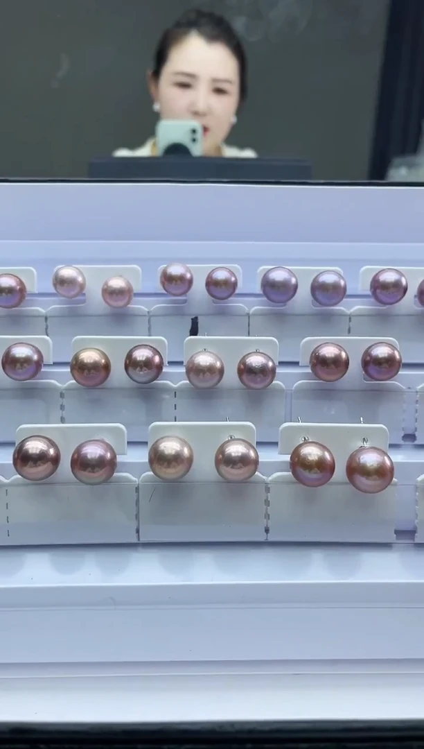 未镶嵌耳饰淡水珍珠紫色系耳饰