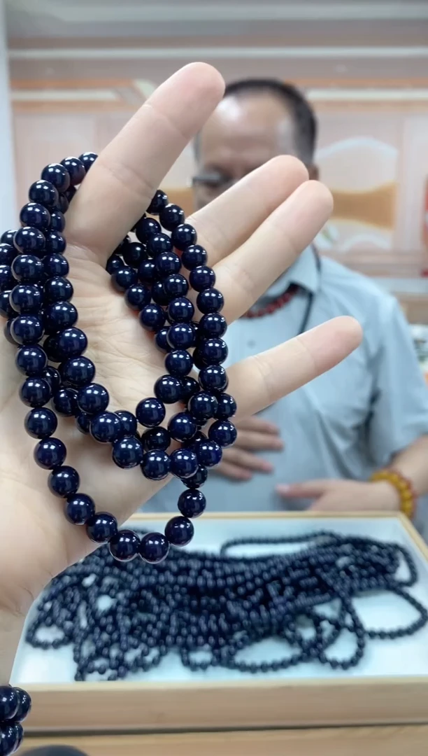 玛瑙/玉髓项链未镶嵌黑金紫俱来项链8mm108颗