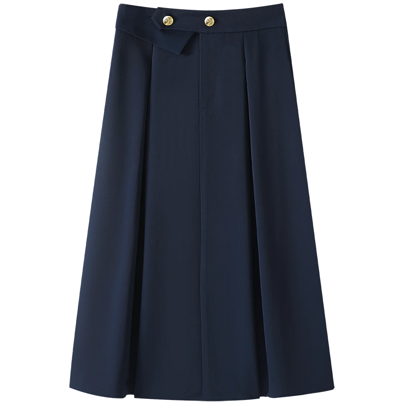 慕兔法式气质a字半身裙女2024夏季新款小个子高腰显瘦中长款裙子