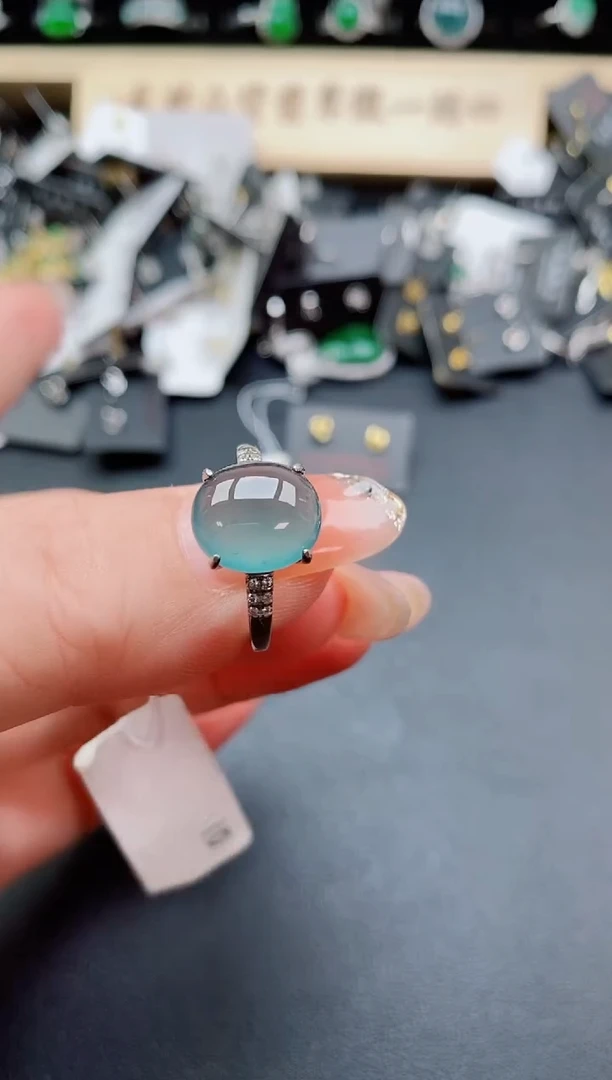 银S925镶嵌戒指翡翠1