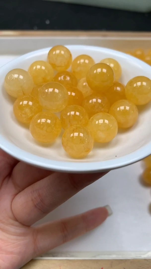 未镶嵌散珠碧玺E706 黄碧玺14mm3个8元