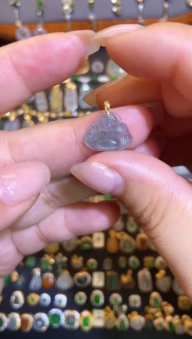 翡翠18K金镶嵌吊坠(不含链)1