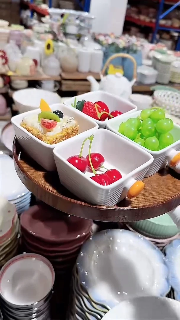 瓷片4个小碗不带木托盘微瑕 凑满20元包邮