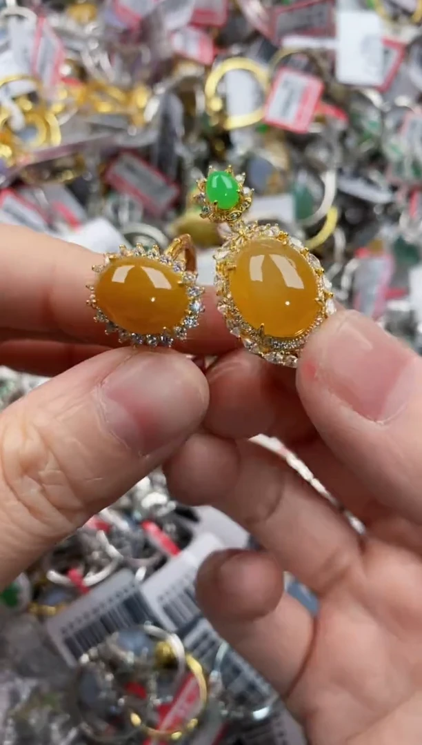 银S925镶嵌戒指翡翠4444----5