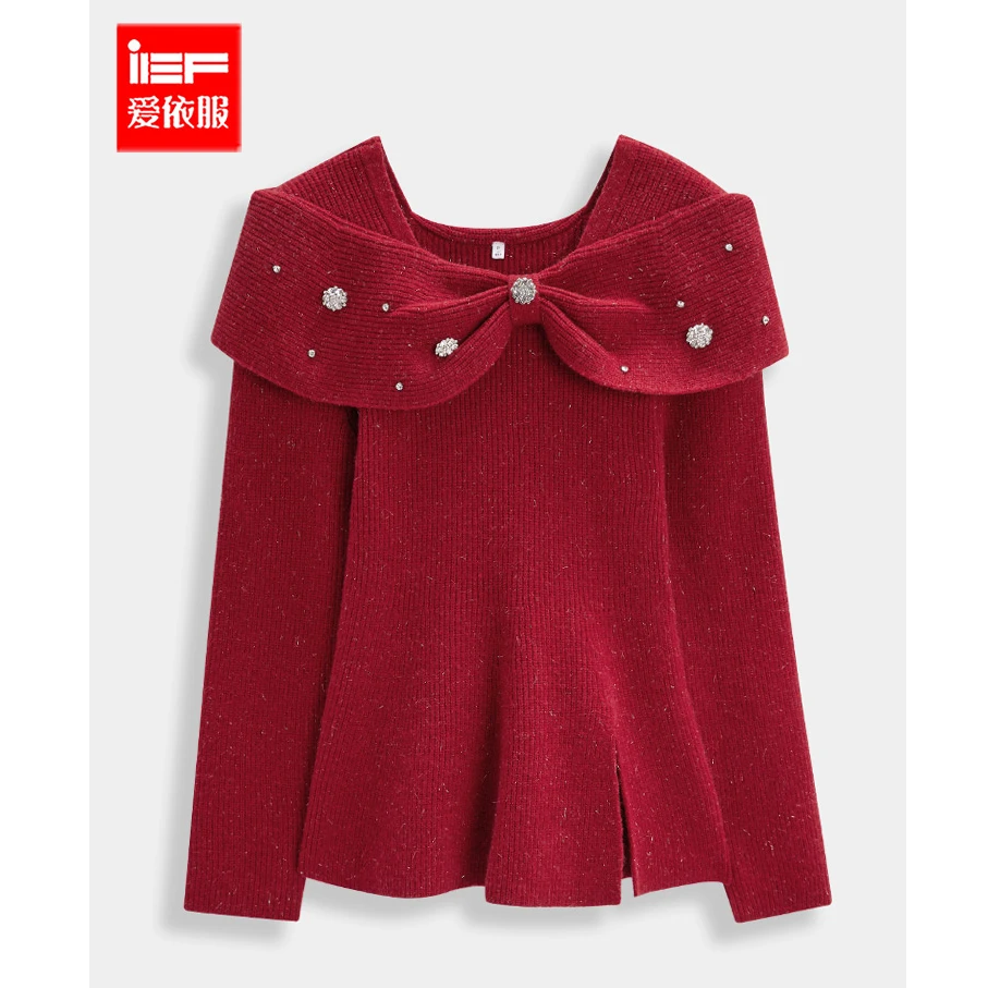 IEF/爱依服2025秋冬新款法式精致名媛淑女气质设计感通勤毛织上衣