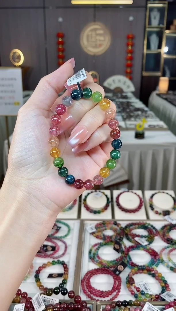 未镶嵌老矿碧玺彩虹单圈手串8mm+碧玺hon多样性发货一条