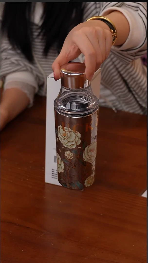 陶134-LUCK＆ZMEJ造闵集冷萃杯茶水分离400ML-银色山茶花