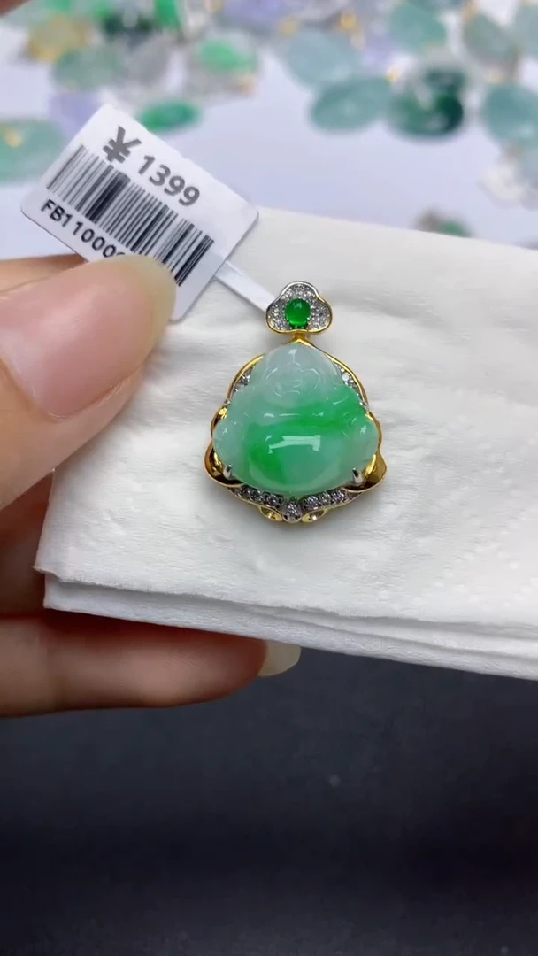 颈饰银S925镶嵌翡翠天然缅甸a货翡翠百元以上9元证书费自理