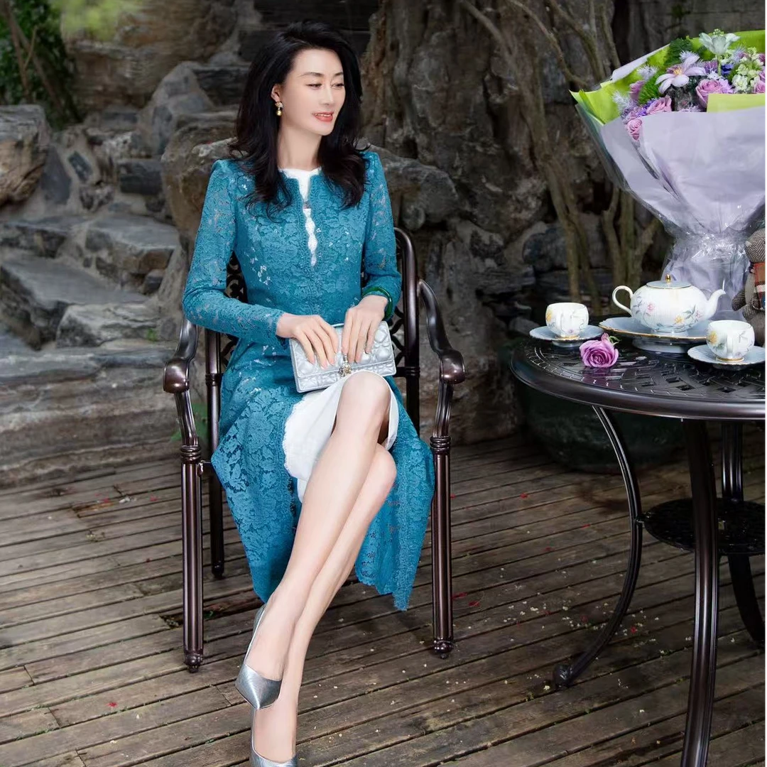 EDFNOT/杨红霞汝意FS蕾丝中长款风衣/FS-F25015