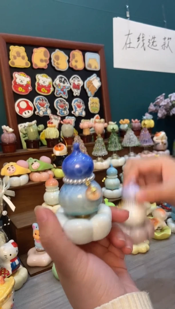 摆件陶冰蓝色葫芦景德镇陶瓷摆件1个装