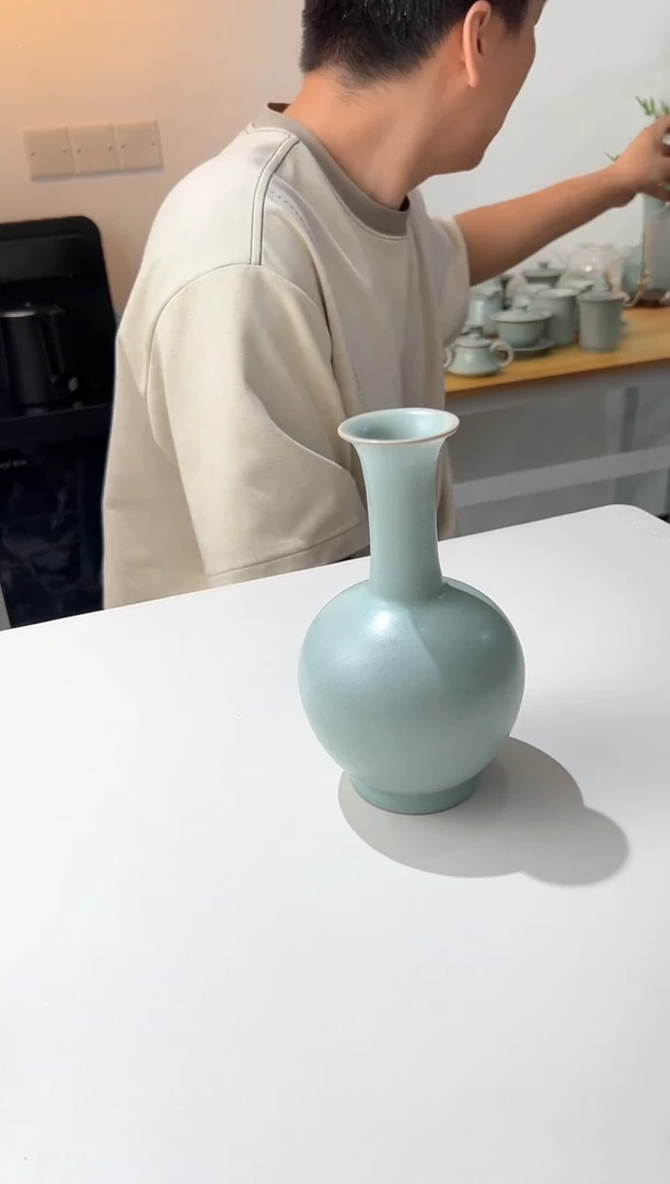 摆件瓷妙柴窑008窑天球瓶