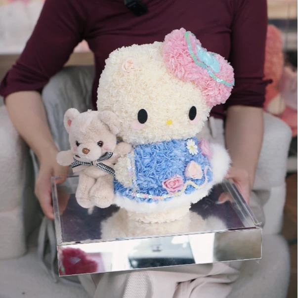 《L B D R》情人节超萌HelloKitty猫永生花礼盒永生花家居摆件