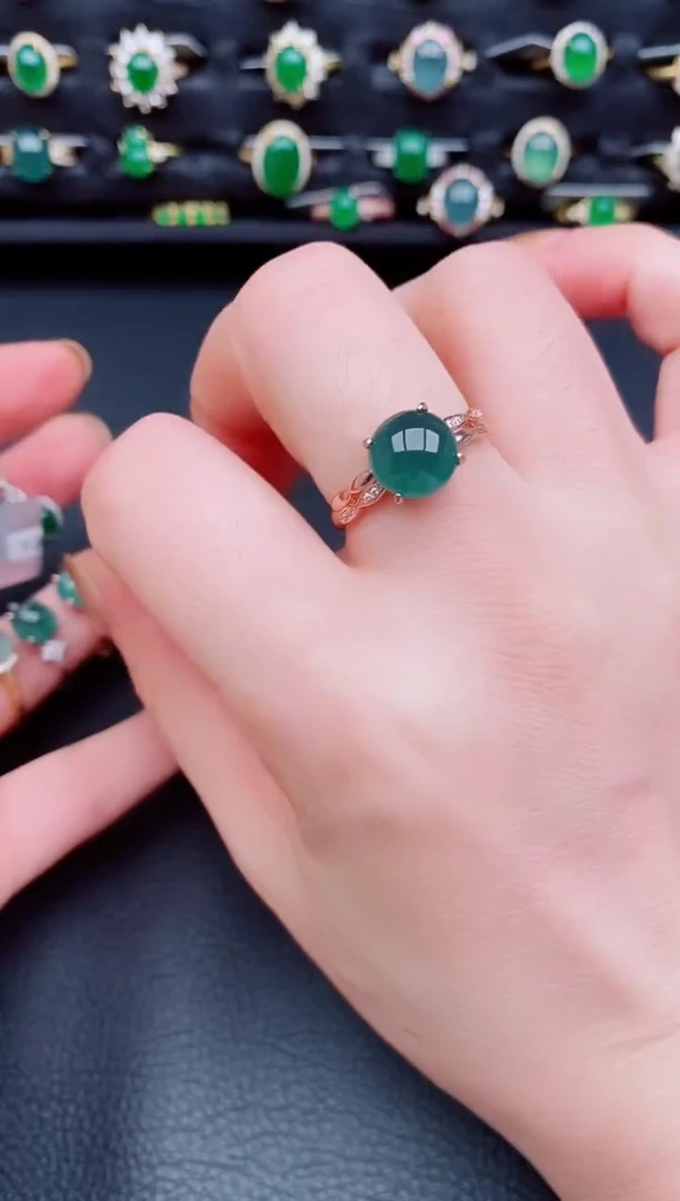 【闪购商品】翡翠戒指银S925镶嵌天然a货翡翠2