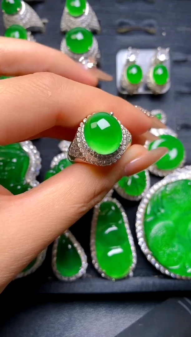 【闪购商品】翡翠戒指未镶嵌蛋面女戒