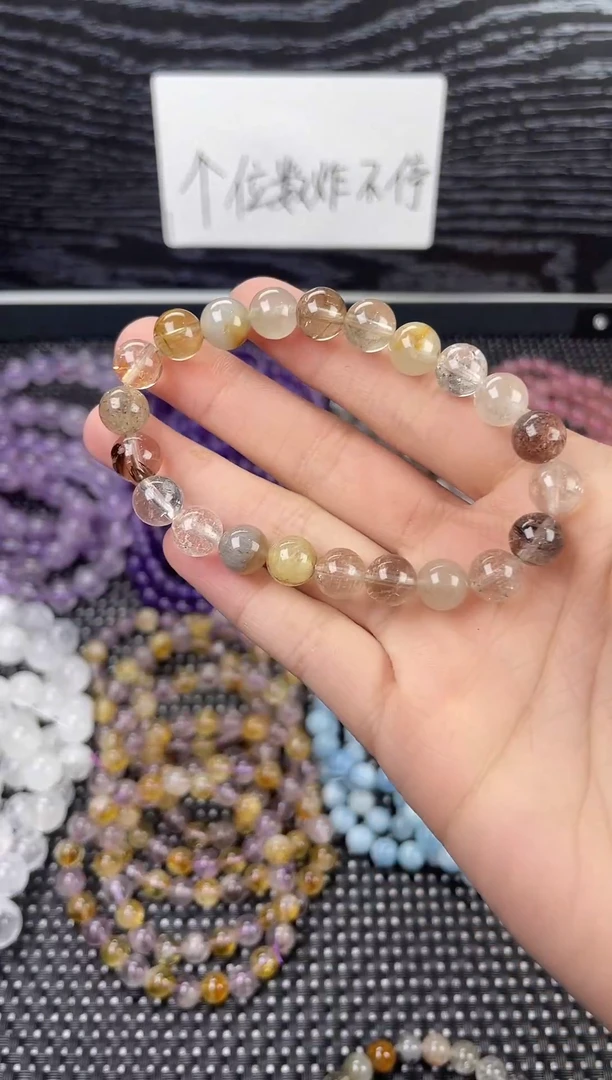 未镶嵌手链水晶彩兔毛8mm