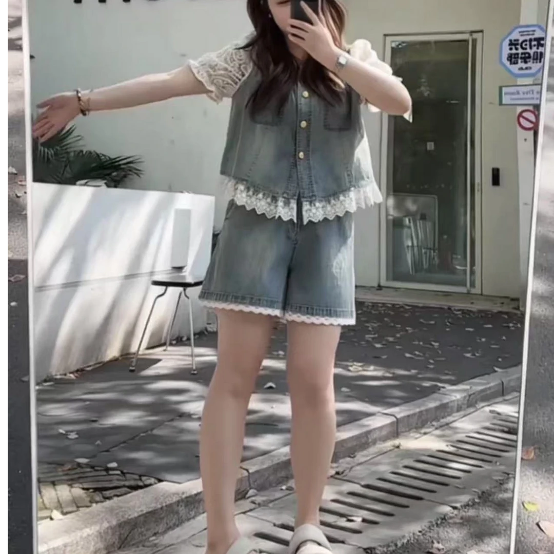 姗蔓高端定制/8252减龄显瘦拼接蕾丝两件套