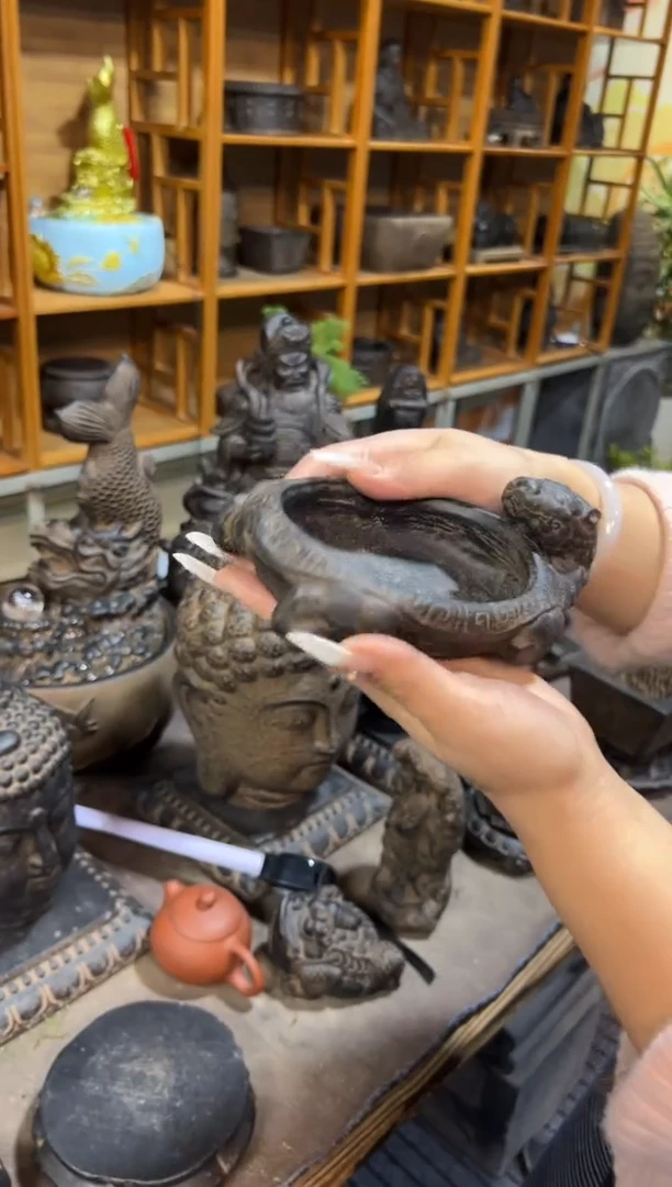 陶土【火山泥】小龙龟盆