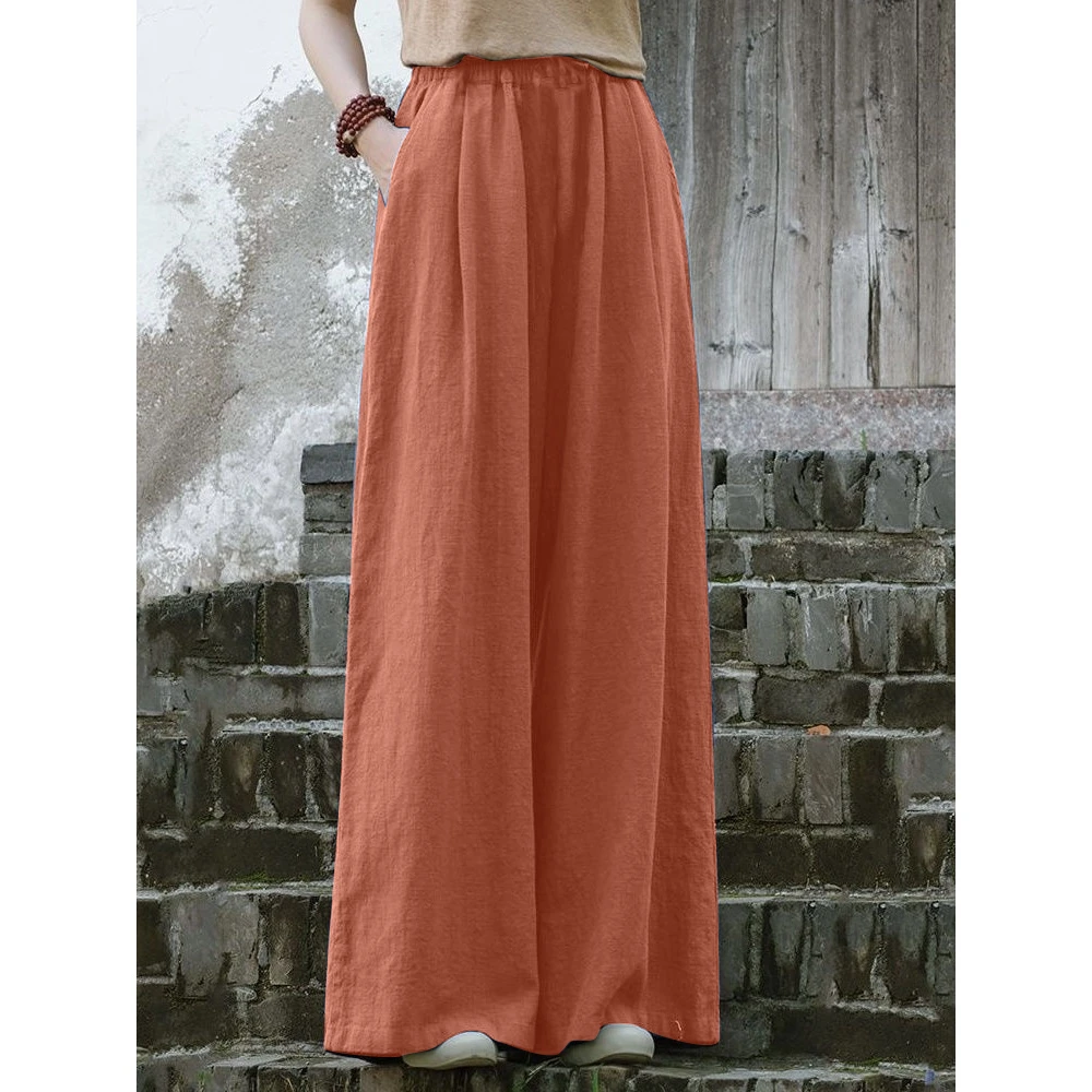 【店铺热销】棉麻阔腿长裤女休闲裤文艺复古垂感阔腿裤裙裤春夏宽