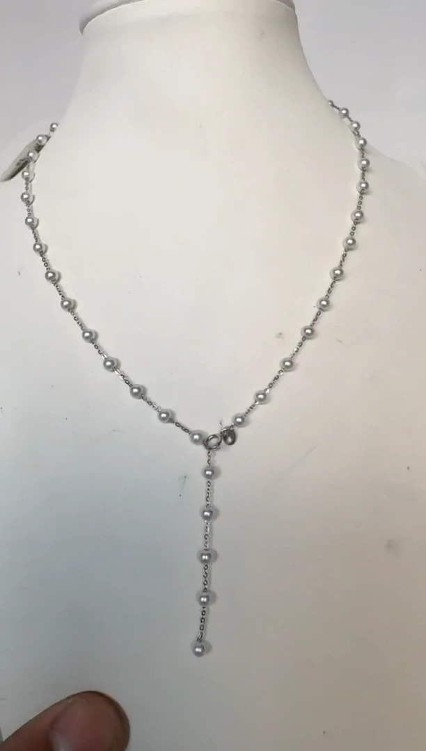 淡水珍珠银S925镶嵌颈饰项链
