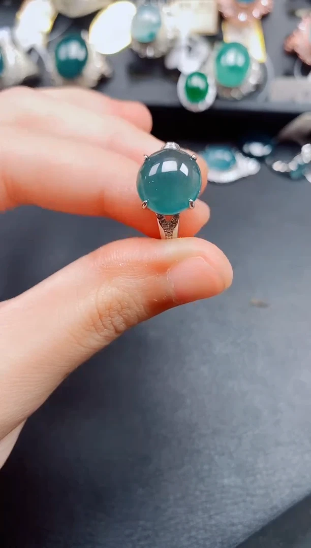 翡翠戒指银S925镶嵌翡翠