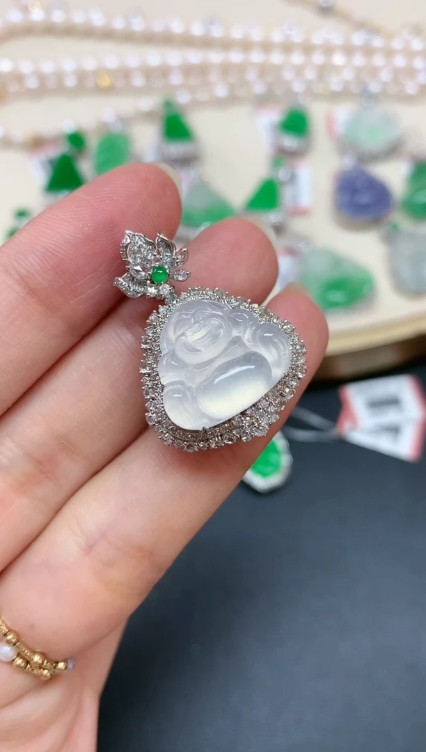 翡翠18K金镶嵌吊坠(不含链)A530|15000