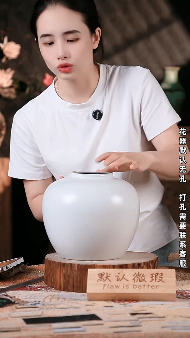 摆件景德镇高温陶瓷花器9*20