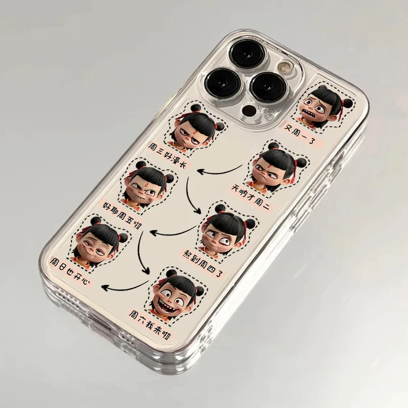 可爱哪吒一周适用苹果16PRO新款手机壳iPhone15创意14/13软壳透明